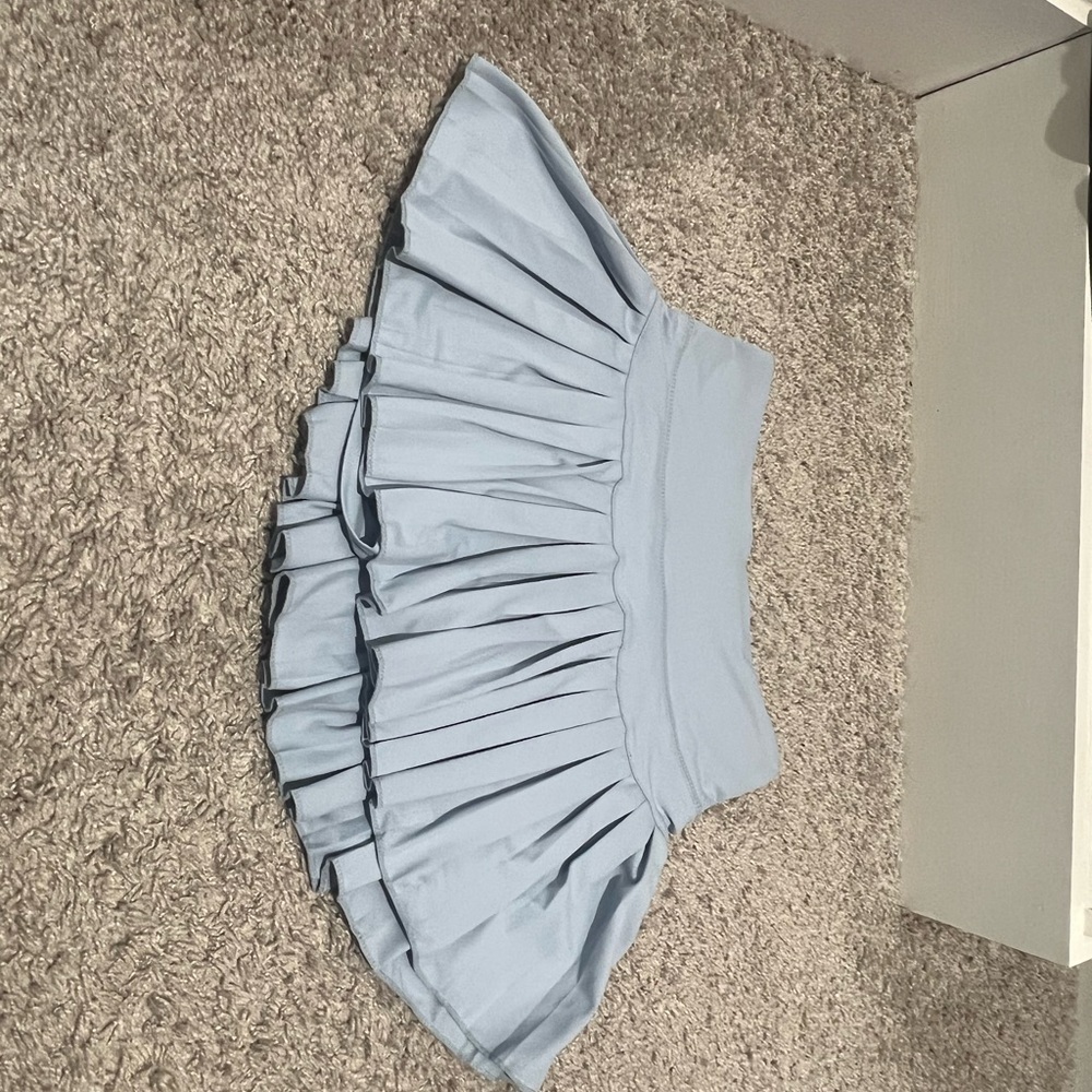 Blue Bubble Mini Skirt with Pleated Ruffles